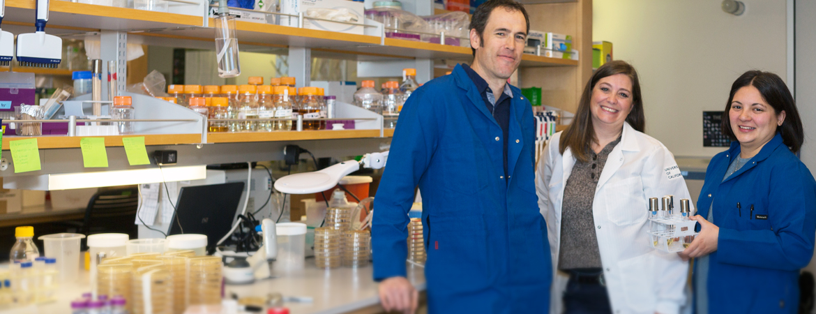UC Merced faculty members (L-R) Profs. Aaron Hernday, Katrina Hoyer and Clarissa Nobile