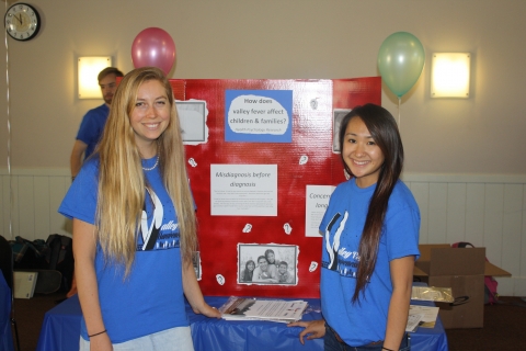 Dr. Erin Gaab and Research Assistant Crystal Bui educate participants about pediatric patients' perspectives