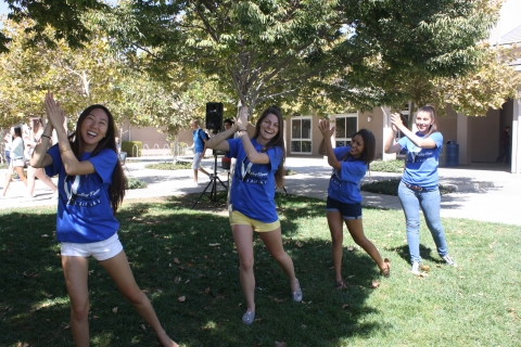 Valley Fever research assistants take a break to continue their flashmob moves outside